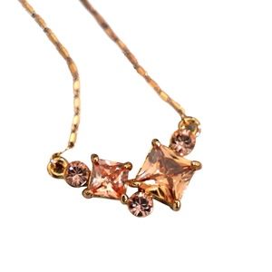 Topaz Crystal Square Pendant Necklace